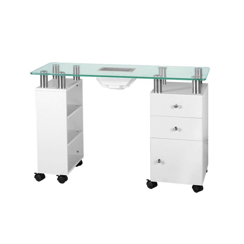 Glazen bureau met stofafzuiger 013b, wit