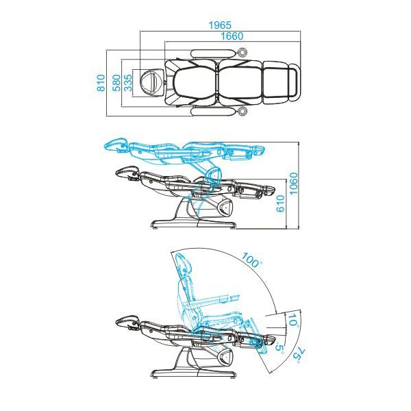 Azzurro elektrische behandelstoel 870 3 sterk., grijs