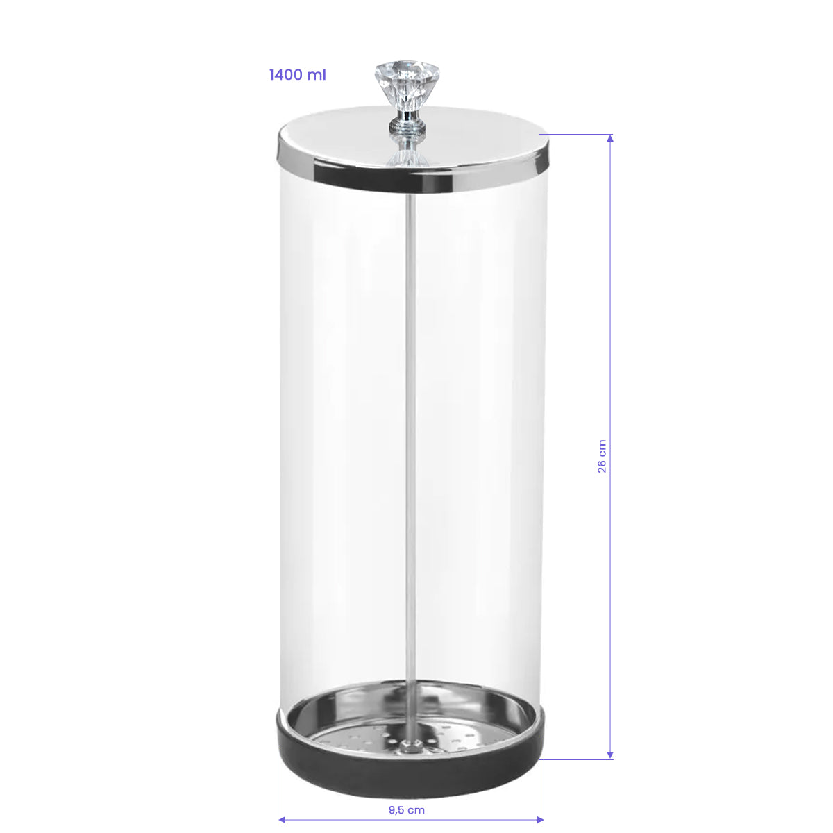 Glasbeholder til desinficeringsværktøj, 1400 ml