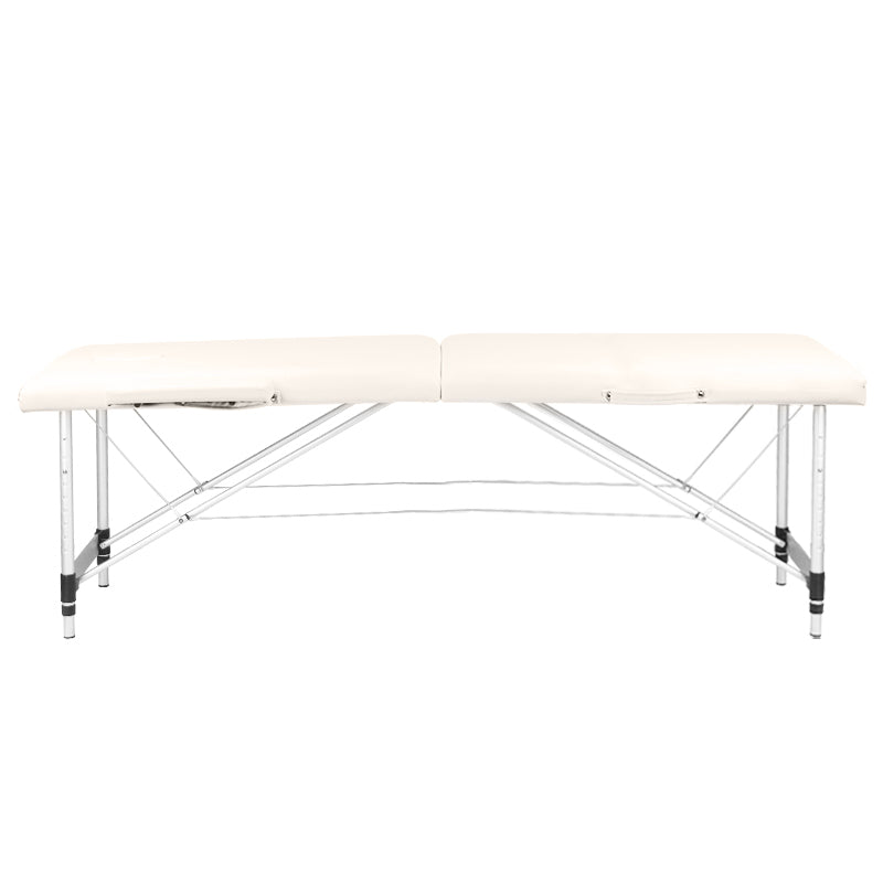 Bärbar massagebänk / behandlingssäng ALUMINIUM COMFORT beige + väska