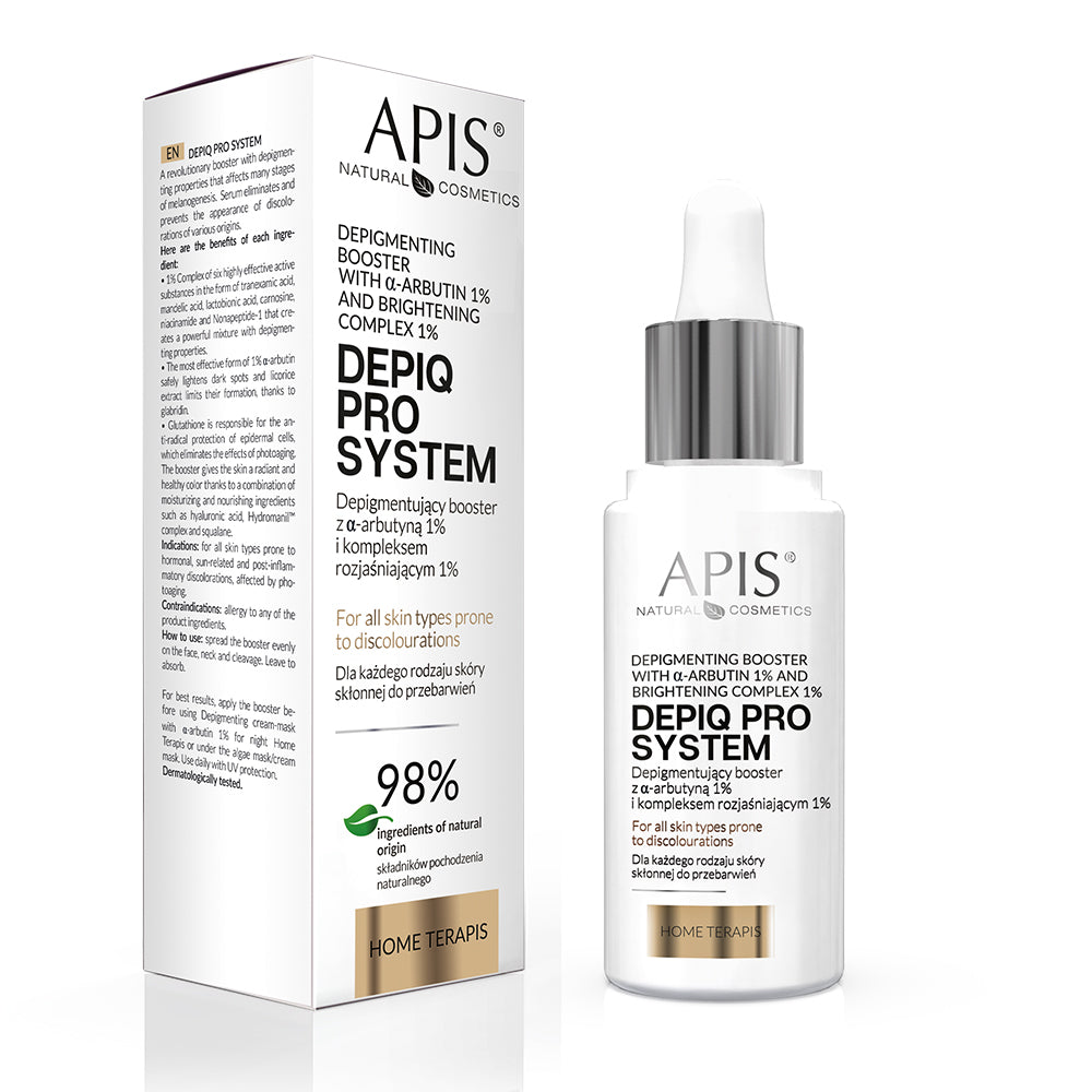 APIS DEPIQ PRO-SYSTEM Afpigmenteringsbooster med α-arbutin 1 % og lynkompleks 1 % 30 ml