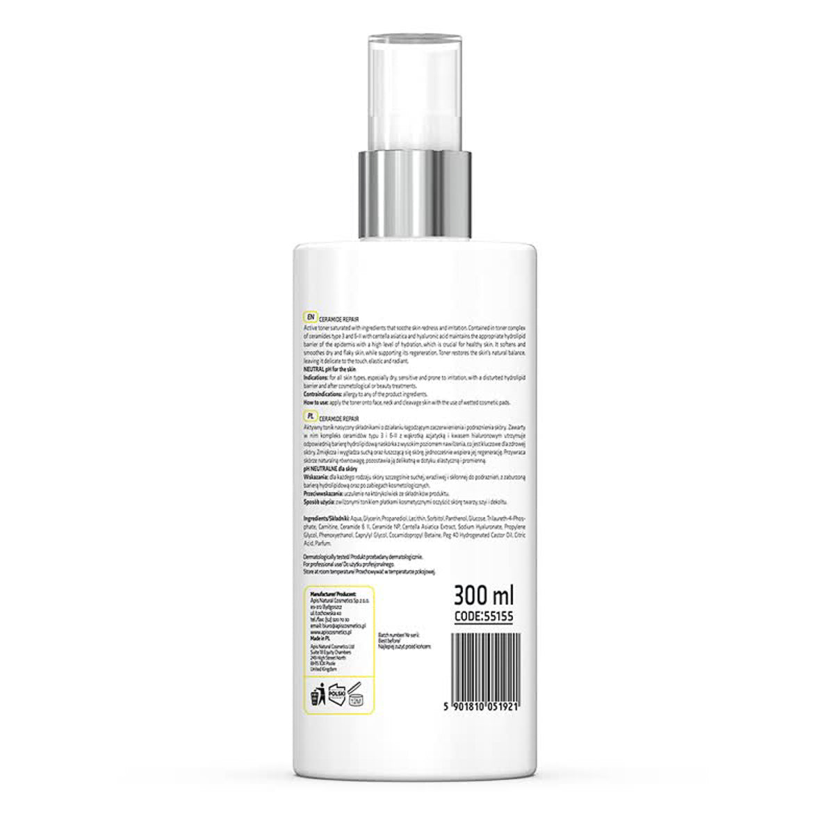 Apis CERAMIDE REPAIR Zklidňující a hydratační tonikum s ceramidy a Centella Asiatica 300 ml