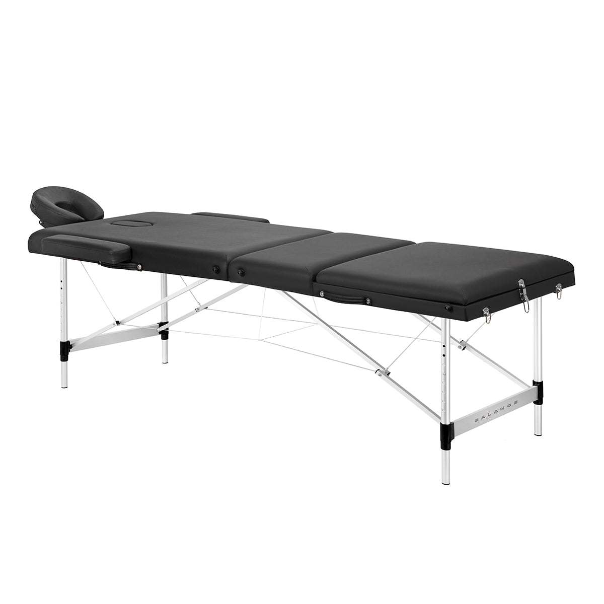 BALANCE aluminium opvouwbare massagetafel 3 segment zwart