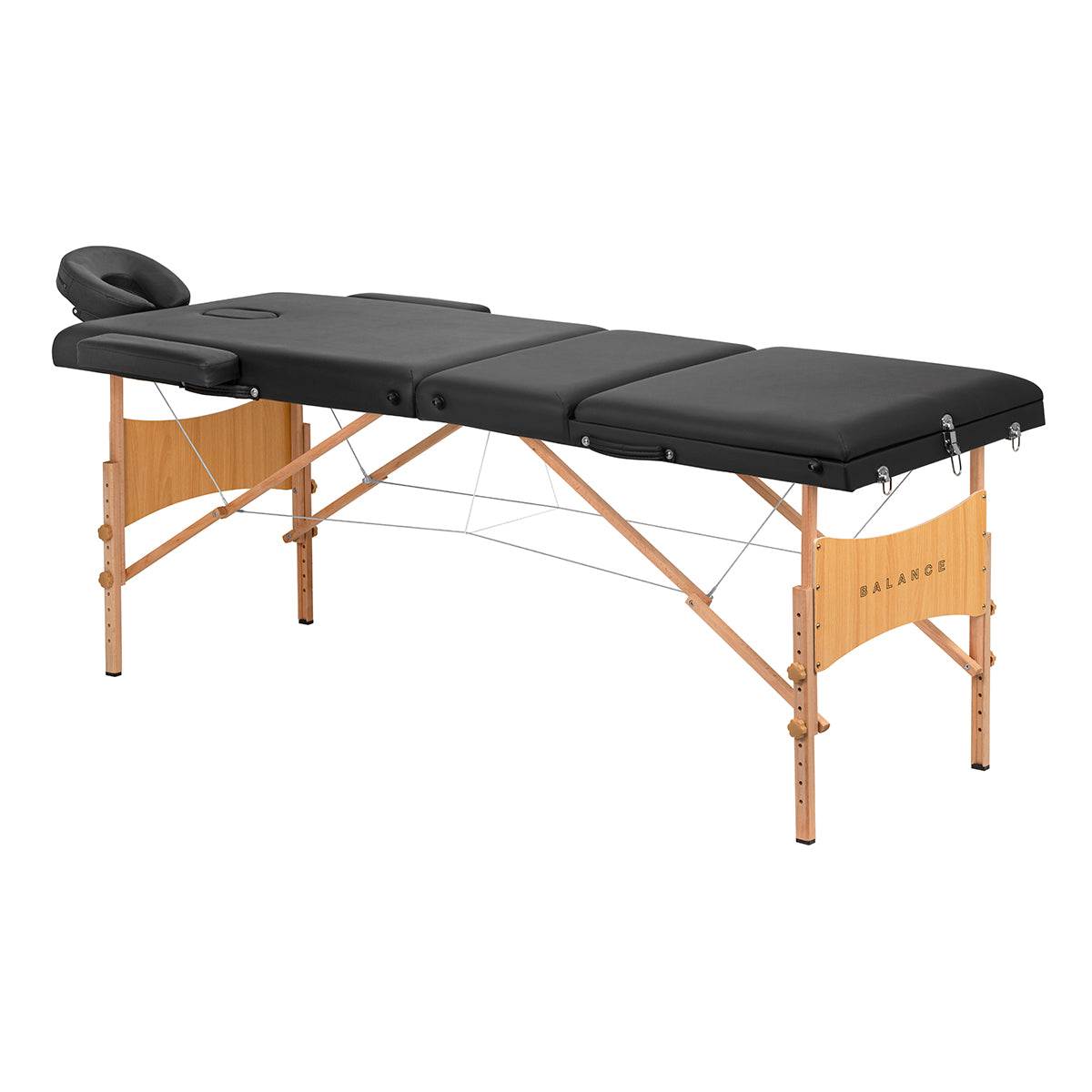 BALANCE wooden opvouwbare massagetafel 3 segment zwart