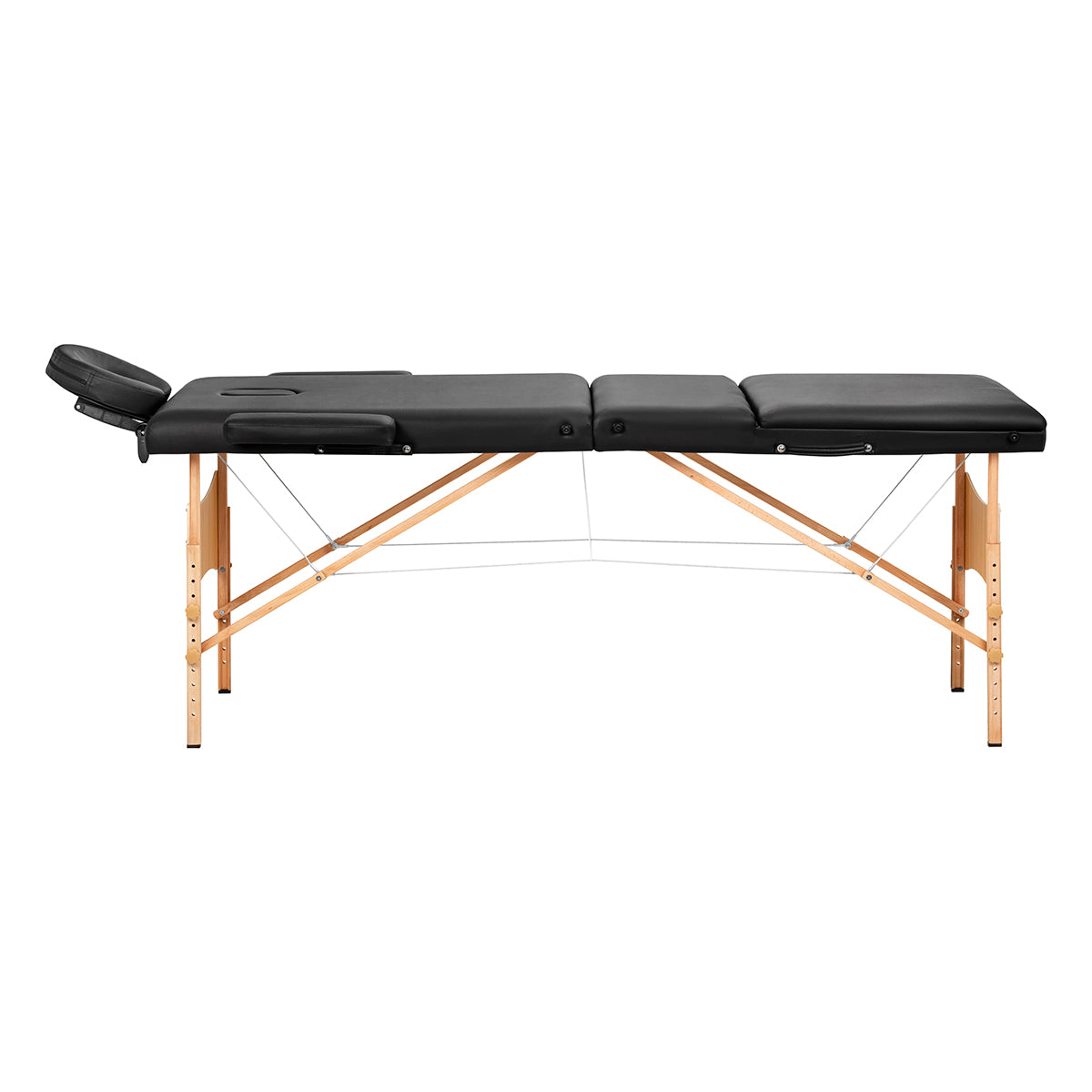BALANCE wooden opvouwbare massagetafel 3 segment zwart