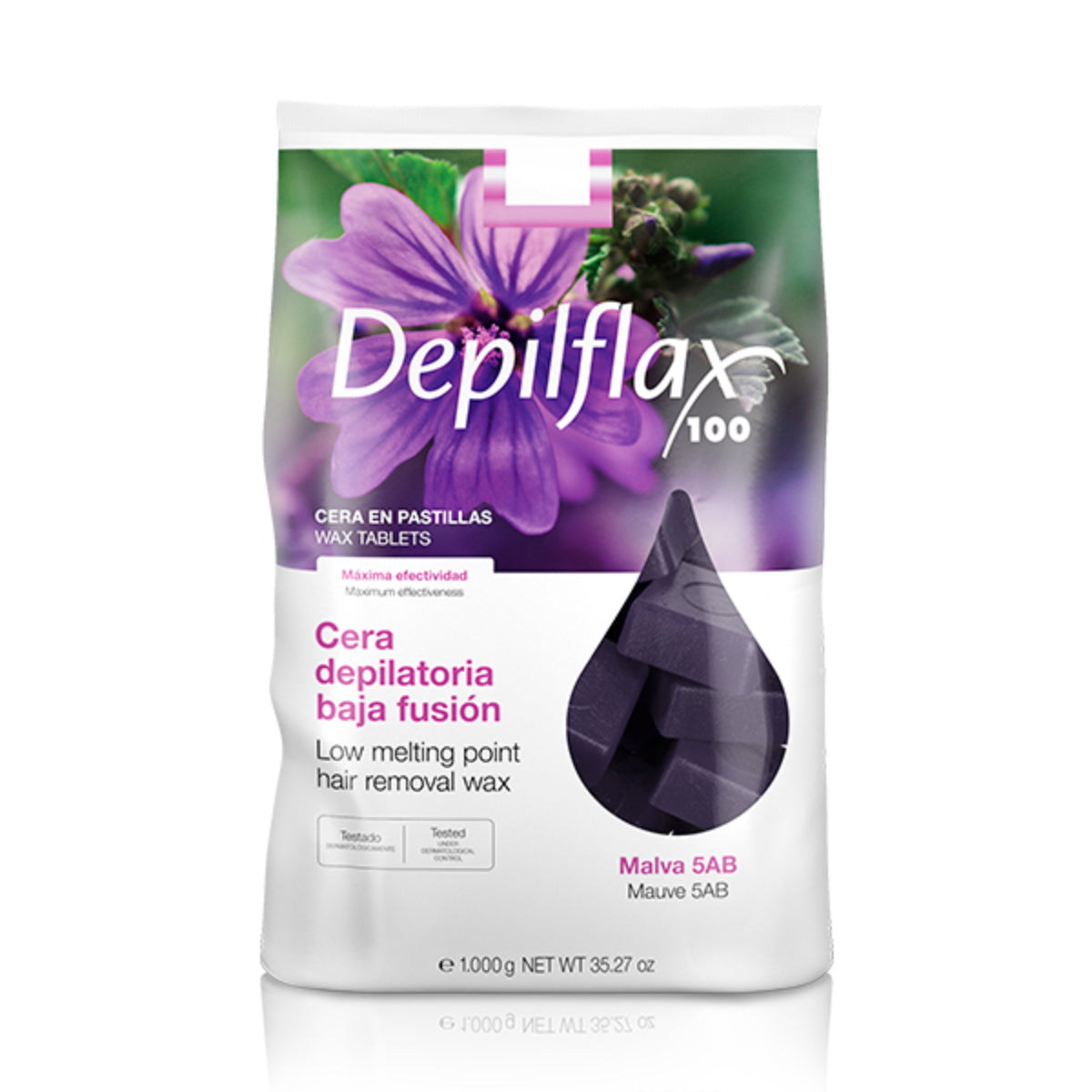 Depilflax 100 flexibilis alacsony olvadáspontú szőrtelenítő gyanta Malva 5AB 1000 g