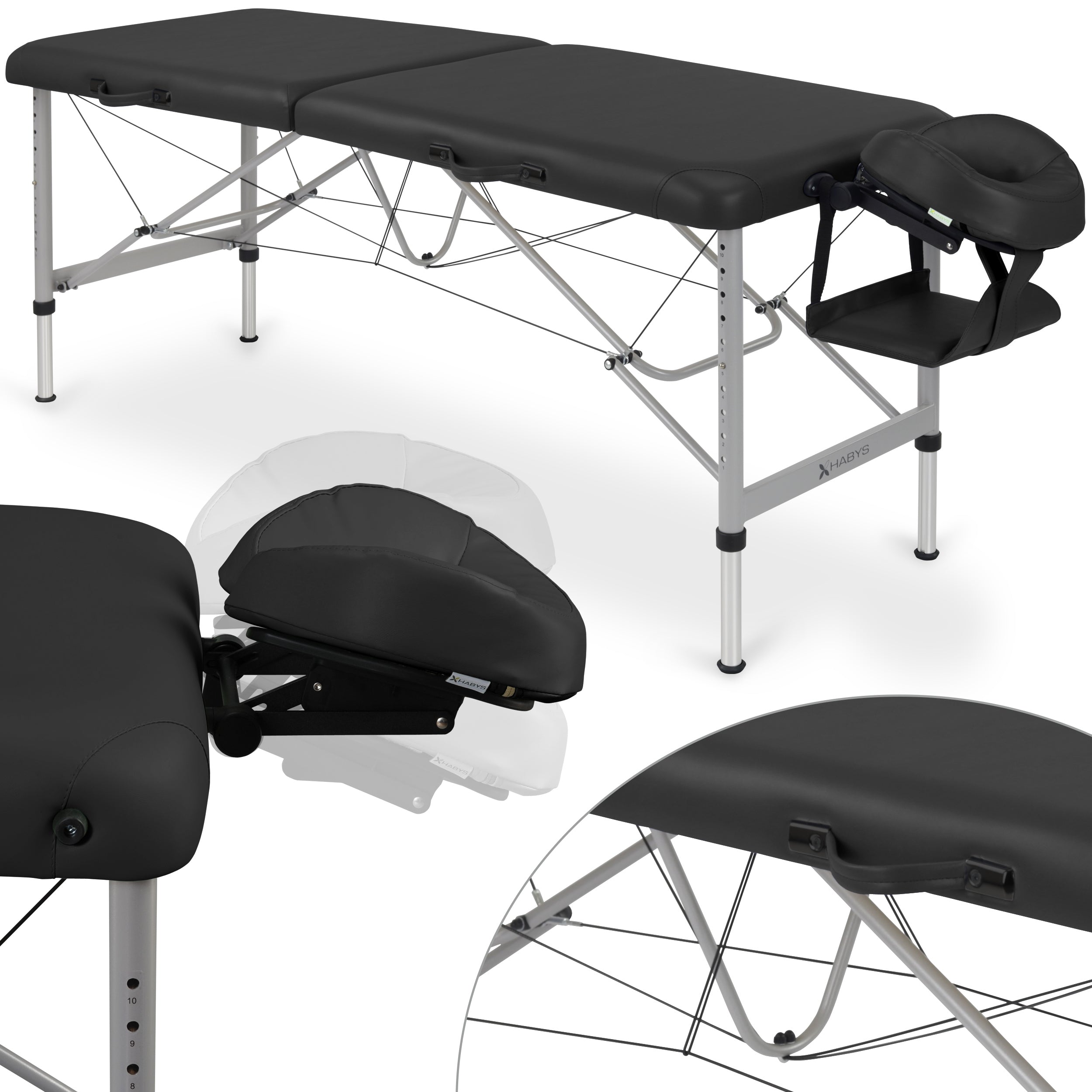Massagetafel Aero Stabila Alu 60 Vinyl Flex K015, Zwart