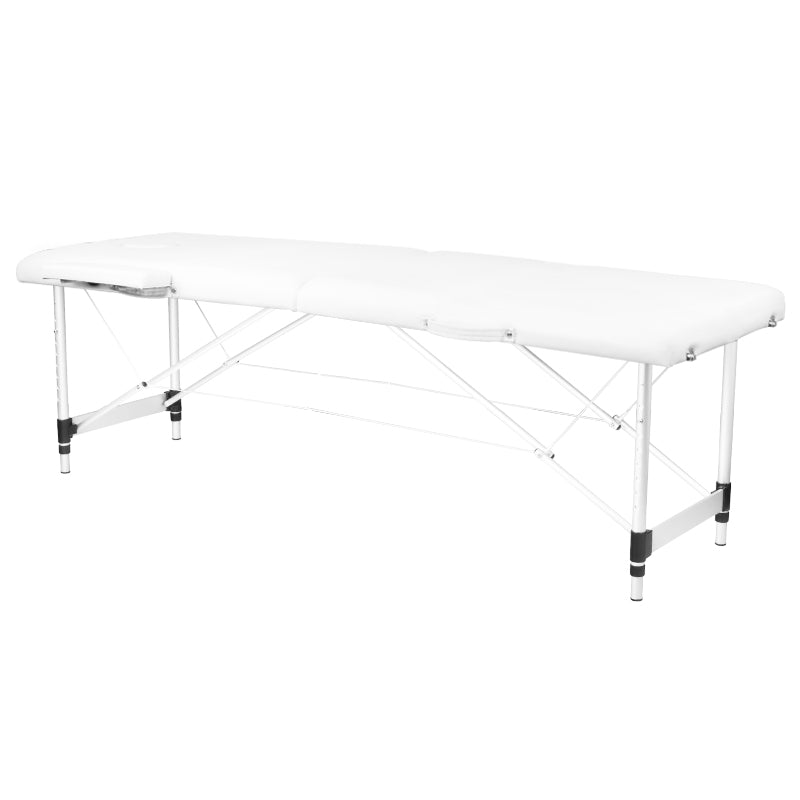 2-sektions klapmassagebord i aluminium, komfort, hvid