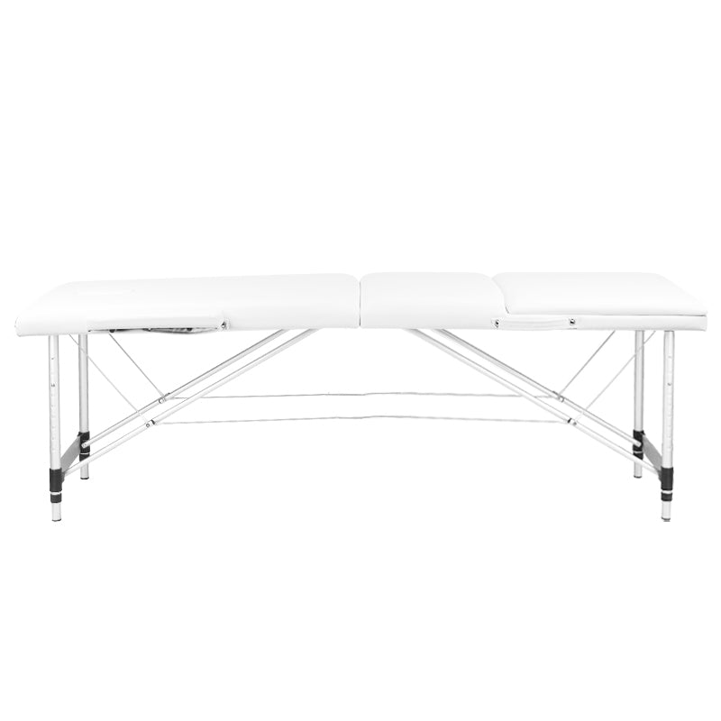 3-delt komfortmassagebord i aluminium, hvid