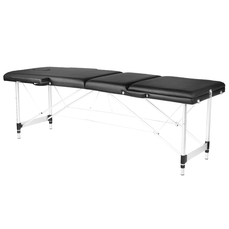 3-sektions sort komfortmassagebord lavet af aluminium